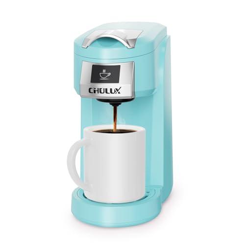 CHULUX Classic Single Serve Coffee Maker for K Cup, One Button Easy Coffee Machine for Office, RV, Travel and Dorm, Aqua