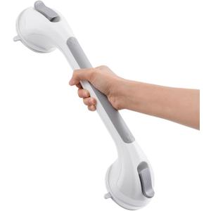 Shower Handle 1 Pack, 17 Inch Grab Bar for Bathtubs and Showers, Strong Suction Cup Safety Handrail for Seniors, Elderly, Injury Recovery, No Drilling Waterproof Bathroom Grip, Grey