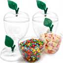 Cididu 4 Pcs Plastic Apple Container, Large Clear Candy Jar with Lid for Teacher Appreciation, Apple Shaped Candy Toy Filling Jars Decor Boxes for Back To School Christmas New Year Gift Snow Party