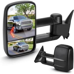 Towing Mirrors for Chevy GMC Silverado Suburban Sierra 1500 2500 HD Tahoe Yukon 2003 2004 2005 2006, 3500 Classic 2007 Power Heated with Arrow Light Manual Folding Telescoping (1 Pair)
