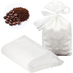 100 Pcs Cold Brew Coffee Filter Bags, 19.7 x 15.7 in Extra Thick No Mess Disposable Filter Bag with Drawstring, Fits 3 and 5 Gallon Buckets for Coffee Shop Filter, White
