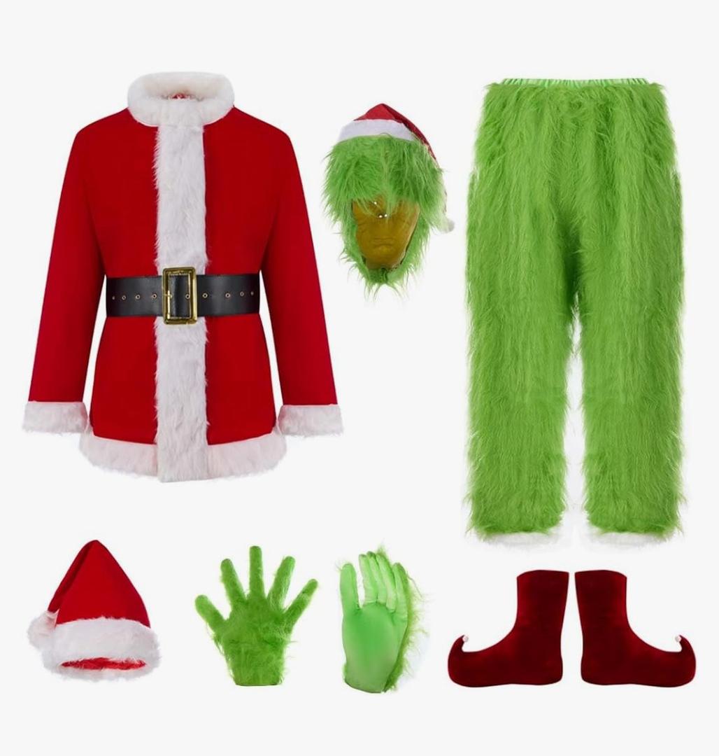 7PCS Christmas Costumes-Adult Furry Christmas Cosplay Costume Santa Outfit Sets