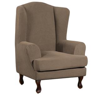 Turquoize Wingback Chair Covers 2 Piece Wing Chair Slipcover Stretch Slipcovers for Wingback Chairs Spandex Jacquard Fabric with Elastic Bottom Non-Slip Furniture Cover, Macchiato