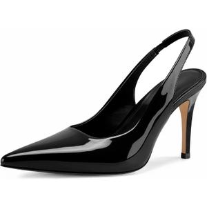heelchic Slingback Heels for Women Pointed Toe Stiletto Heel Closed Toe Pumps Slip on High Heels 2.95 inch Dress Pumps