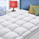 Twin XL Mattress Topper for Back Pain, Cooling Extra Thick Mattress Pad Cover with 8-21 inch Deep Pocket, Plush Pillow Top Mattress Topper Overfilled with Down Alternative, Twin Extra Long, White