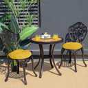 Downluxe Bistro Chair Cushions for Patio Furniture, Water-Resistant Round Outdoor Chair Cushions Set of 2 with Non-Slip Ties, 15" x 15", Yellow