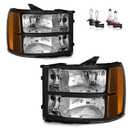 Headlights Assembly for 07-13 GMC Sierra 1500/07-14 Sierra 2500 HD 3500 HD Headlamp Replacement Black Housing Driver & Passenger Side