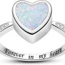 925 Sterling Silver Heart Urn Rings Hold Loved Ones Ashes Cremation Memorial Ring Keepsake Jewelry for Women for Human Ashes (White), Ring Size: 5