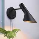 COSYLUX Vintage Plug in Wall Sconces, Industrial Rotatable Swing Arm Wall Lamp with Switch, Wall Mounted Light Fixtures Reading Lamp for Bedside Bedroom Indoor, Matte Black (1 pack black)