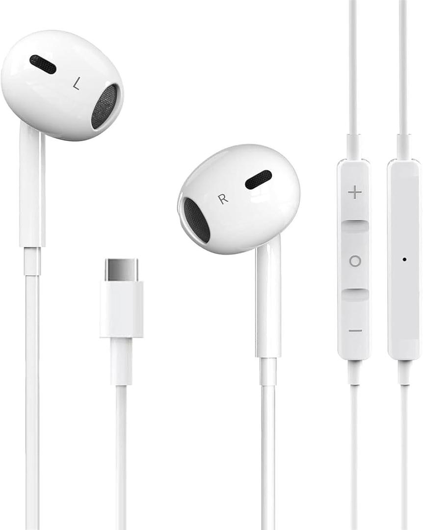 USB C Headphones for iPhone 17/16/15 Pro Max Plus Type C Earphones with Microphone & Remote Noise Cancelling Earbuds for iPhone 17/16/15 Pro, iPad, Galaxy S23/S22/S21/S20/Ultra Note 10/20