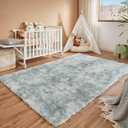 Floralux 4x6 Shag Rug, Tie-Dye Light Grey, Modern Fluffy Rugs for Bedroom, Soft Plush Carpet for Living Room, Nursery Kids Room, Home Dorm Decor Aesthetic, Area Rugs