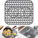 GUUKIN Sink Protectors for Kitchen sink, 13 5/8" x 11 5/8" Folding Non-slip Silicone Mat Grid for Bottom of Farmhouse Stainless Steel Porcelain Sink with 3 Reserved Holes