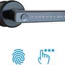 ETEKJOY Smart Door Lever Lock 4-in-1 App+Fingerprint+Passcode+Key Left/Right Reversible Handle Keyless Entry Auto Lock Knob Home Office Hotel Apartment Bedroom (Black with App)