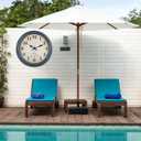 Large Outdoor Clocks Waterproof with Thermometer Combo Rustic Coastal Wall Clock Decor for Bathroom Patio Pool (16 Inch,Blue)