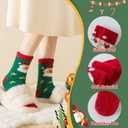 Trifabricy Chirstmas Fuzzy Socks for Women Gifts, Women's Winter Soft Warm Cozy Slipper Home Sleeping Sock for Chiristmas, Red Green, Khaki,3 Pairs-vn