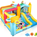 JOYMOR 9-in-1 Bounce House for Ages 8-12 with Height-Adjustable Basketball Hoop, 30s Quick Inflatable Bouncer for Ages 3-6 with Blower, Portable Bag for Indoor & Outdoor Party (Kiosk Theme) 