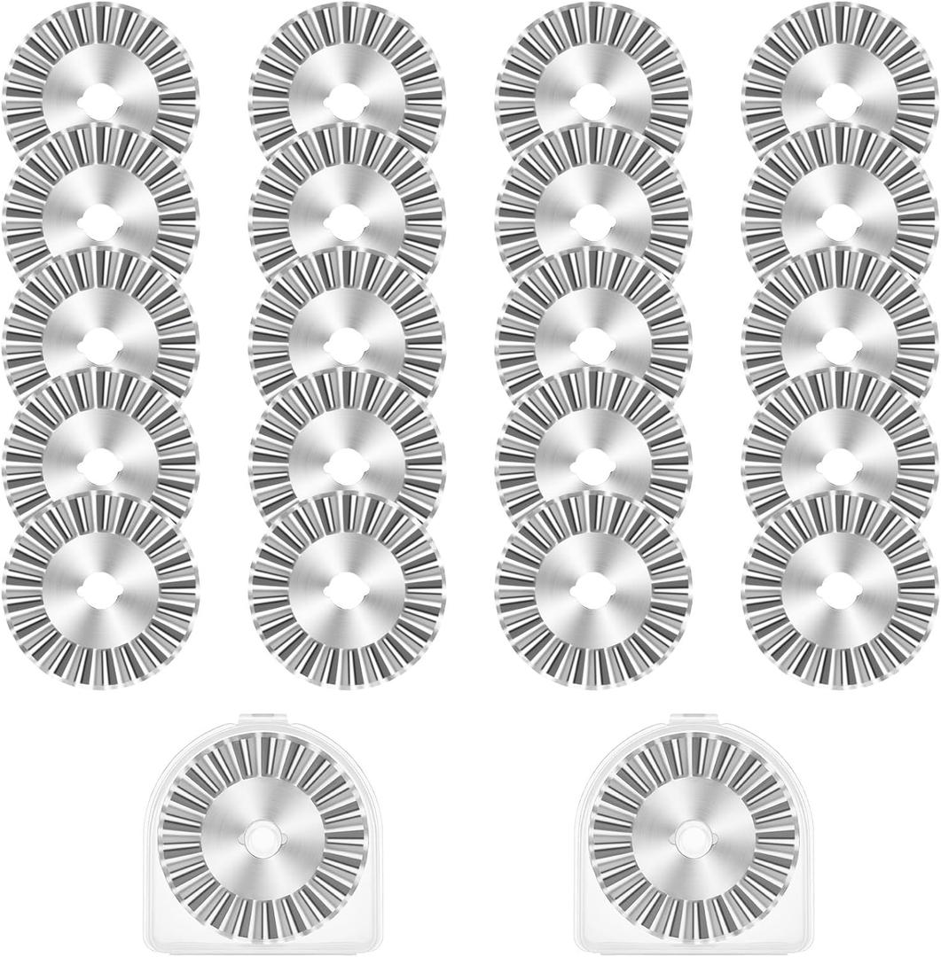 Amylove 20 Pcs 45mm Rotary Cutter Blades Replacement Pinking Rotary Cutter Refill Blades Wavy Circular Edge Slice for Quilting Scrapbooking Sewing Cutting Paper Cloth Fabric Arts Crafts Tools