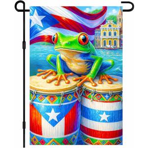 IVN Puerto Rico Coqui Frog Garden Flag 12x18 Inch Double Sided