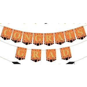 Graduation Decorations, Graduation Party Decorations Set Include Congrats Grad Banner Foil Fringe Curtain Balloons for High School College Nurse Graduation Party Supplies, Orange