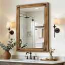 Wood Bathroom Mirror, 28"x40" Farmhouse Mirror for Wall | Rectangular Wood Frame, Shatterproof, Rustic Vanity Mirrors for Entryway, Living Room, Bedroom Decor, Horizontal or Vertical