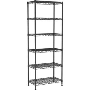 6-Tier Wire Rack Shelving,Metal Shelf Racks with Lockable Wheels, Black | 21.3" Wx11.4 Dx73 H,Height Adjustable Wire Storage Shelves for Narrow Space/Kitchen/Pantry/Laundry/Office/Closet