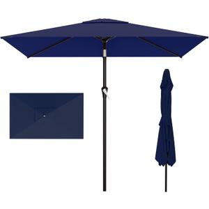 AreShark 6.5' x 10' Rectangular Patio Umbrellas for Outdoor, Outdoor Table Umbrella, Large Outdoor Patio Umbrellas with 6 Sturdy Ribs for Pool, Garden, Deck & Market (Navy)