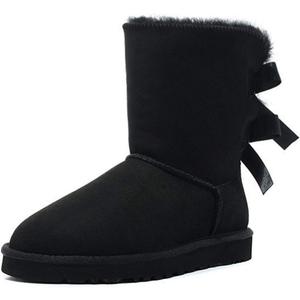 JOY IN LOVE Women's Snow Boots for Winter Mid-Calf high Back Bows (7.5, Black)