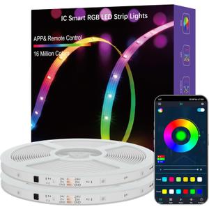 Smart IC RGB Strip Lights, 100FT LED Lights Multiple Colors on One Line, App+Remote Control, Timing, Multimodal, Music Sync, Color Changing Lights for Bedroom, Party Home Decor
