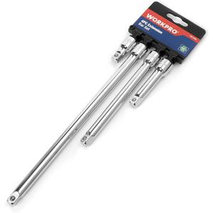 WORKPRO W074459 3/8 In. Socket Drive Extension Bar Set, Heat-Treated Steel Construction (Single Pack)