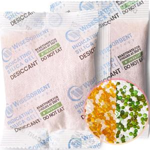 Wisesorb [30 Packs] 50g Desiccant Packs, Indicating Silica Gel Packets, Rechargeable Desiccant Packs, Desiccant Moisture Absorber for Storage