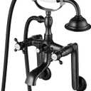 gotonovo Clawfoot Bathtub Faucet Tub Filler with Hand Held Shower Faucet Set Victorian Double Cross Handle 6 Inch Center Adjustable Swing Arms Tub Mount Long Adapter Oil Rubbed Bronze