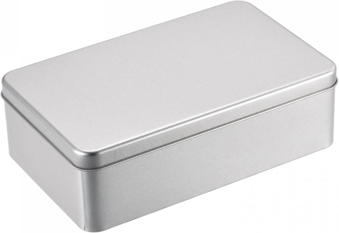 uxcell Metal Tin Box, 7.09" x 4.33" x 2.17" Rectangular Empty Tinplate Containers with Lids, Silver Tone, for Home Organizer, Candles, Gifts, Car Keys, Crafts Storage