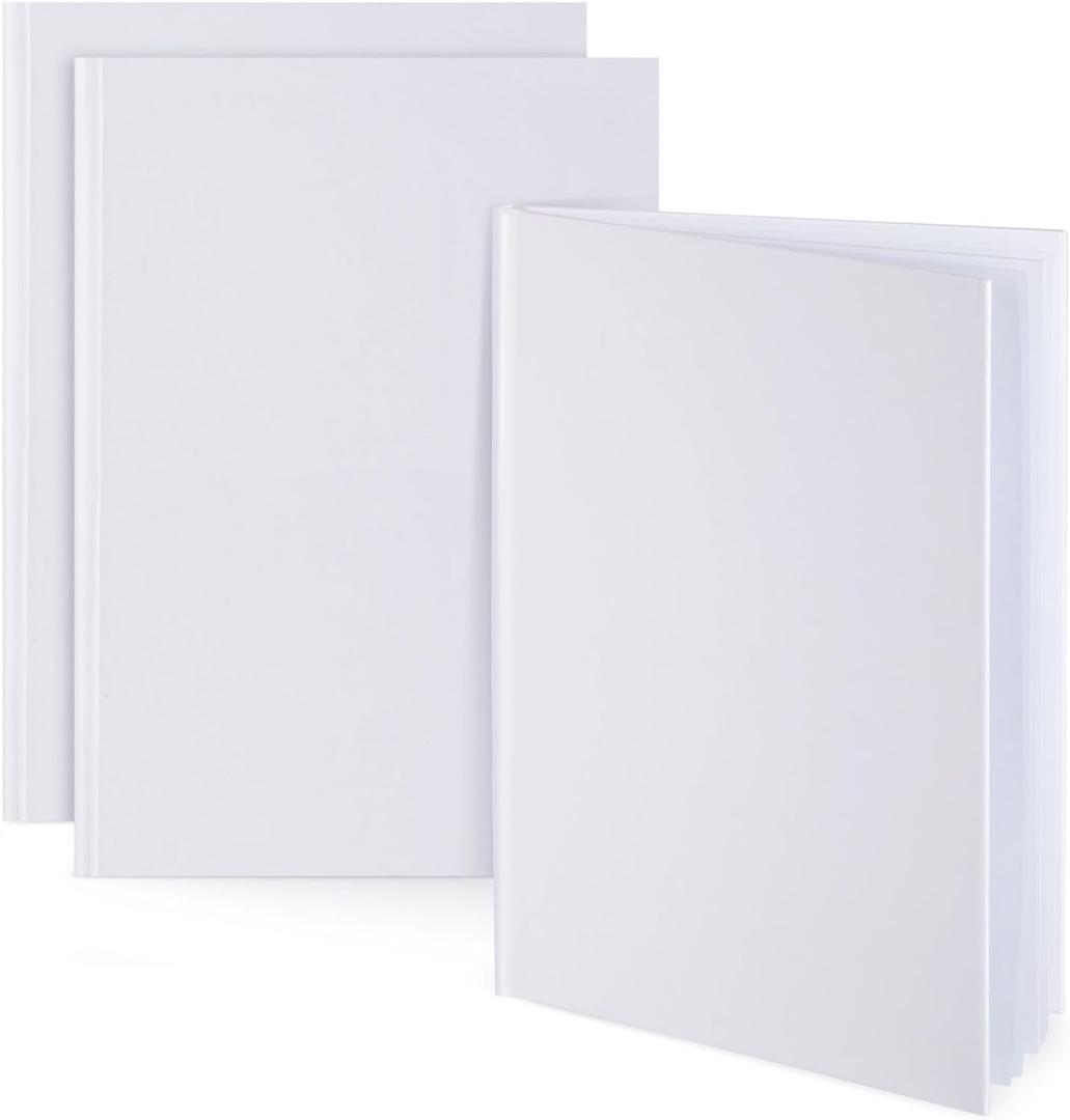 Paper Junkie 3 Pack 7x10 inch White Blank Hardcover Books for Kids, Unlined Scrapbook and Journal - 18 Sheets/36 Pages Each - Blank Books for Kids to Write Stories