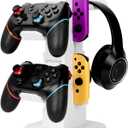 Controller Holder & Headset Stand Tower - Rotary Gaming Controller & Headphone Stand with Joy-Con Slot for Gamers