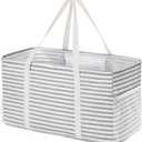 Lifewit Extra Large Tote Bag, Reusable Grocery Bags with Metal Wire Frame and Handles, Standing Utility Foldable Shopping Bags for Storage, Picnics, Beach, Laundry, Car, 46L, 1 Pack, Gray (Grey)