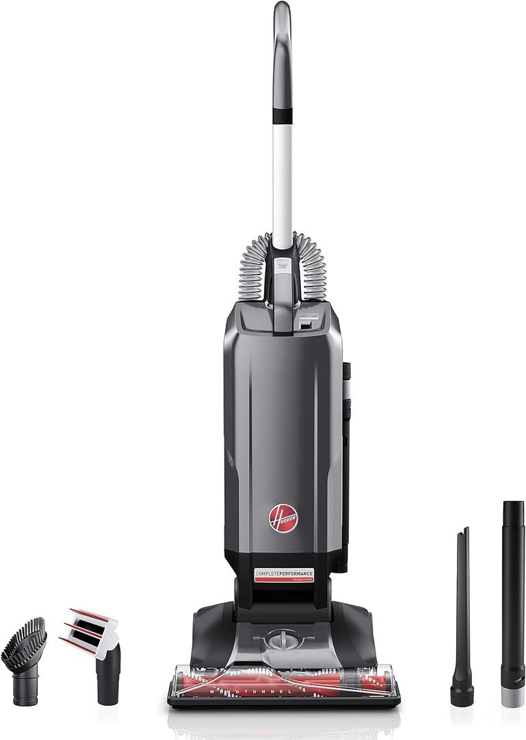Hoover Complete Performance Advanced Pet Kit Corded Vacuum Cleaner, Bagged Vacuum Cleaner, Traps 99% of Dust Matter, Wide Cleaning Path, Includes 2-in-1 Pet Tool, Powerful Vacuum Cleaners for Home Use (Gray)