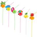BLUE PANDA 100 Pack Tropical Hawaiian Drinking Straws for Cocktails & Margaritas - Hawaiian Summer Beach Party Straws & Supplies (6 Designs)