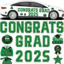 JULMELON Graduation Car Decorations Magnets, 22pcs Class of 2025 Grad Decor Car Magnetic for Kindergarten University Graduation Party Cruise Garage Door Refrigerator Decorations Supplies (Green)