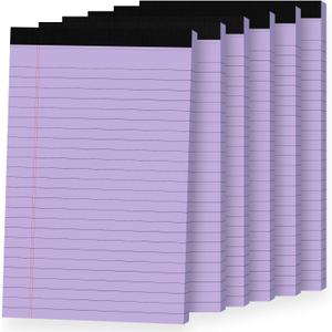 6pcs Small Note Pads, Purple Notepads 5x8 College Ruled Notebook, Writing Pads 5 x 8, Legal Pads, Pad Paper Perforate Notebooks for Work, Message, School, Office Supplies,30 Sheets/Pack