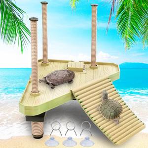Keedolla Floating Turtle Pier and Basking Platform, Turtle Basking Platform Ramp Tortoise Reptile Floating Docks Climbing Ladder for Crabs, Frogs, Newts, Salamanders - Medium (Medium - 20 gallon or larger fish tank)