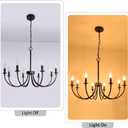 Black Farmhouse Chandeliers, 8 Light Rustic Iron Chandeliers, Classic Candle Ceiling Hanging Pendant Light Fixture for Living Room, Kitchen Island, Foyer, Dining Room Lighting Fixtures