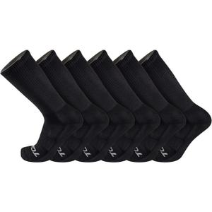 TCK Work & Athletic Crew Socks for Men & Women  Cushioned, Seamless Toe, Moisture Wicking Boot Sock, Supportive Arch (Large, Black 6-pair)