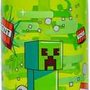 Zak Designs Minecraft Sage Water Bottle For School or Travel, 25oz Durable Plastic Water Bottle With Straw, Handle, and Leak-Proof, Pop-Up Spout Cover (Creeper)