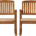 Christopher Knight Home Selma Acacia Rocking Chairs with Cushions, 2-Pcs Set, Teak Finish