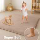 Flat Floor Play Mat, 47 x 47 Inch Washable Foam Play Area with Non-Slip Backing, Roll-Up Indoor Surface for Supervised Play, Light Brown