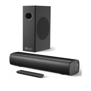 Saiyin Soundbar with 4'' Subwoofers - 70W Rounded-Edge Subwoofer & Compact Soundbar for TV, 2.1 Audio Enhanced Surround Sound System for TV, Bluetooth/Optical/AUX Connection for TV/PC