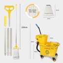 35Qt Commercial Mop Bucket with Side Wringer,Including 1* Commercial Loop-end Mop and 1* Mop Head Replacement