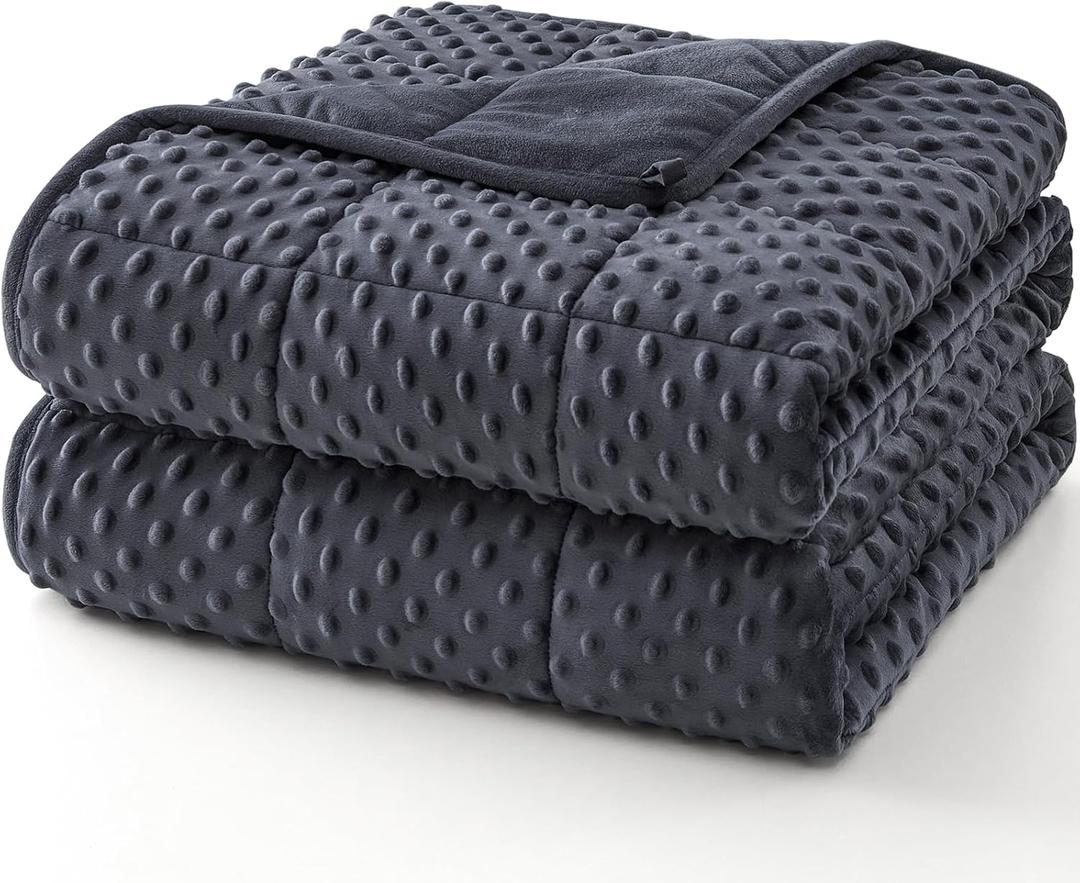 Topcee Weighted Blanket for Adults (20lbs 60"x80"), Minky Dots Heavy Blanket for Woman, Man Sleeping, Soft, Cozy and Cooling Weighted Throw Blankets, Machine Washable, Grey