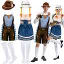 Croloose 2 Pcs Oktoberfest Costume Beer Festival Outfit Couples Apron Hat Socks Set German Bavarian Party Gifts (Blue)