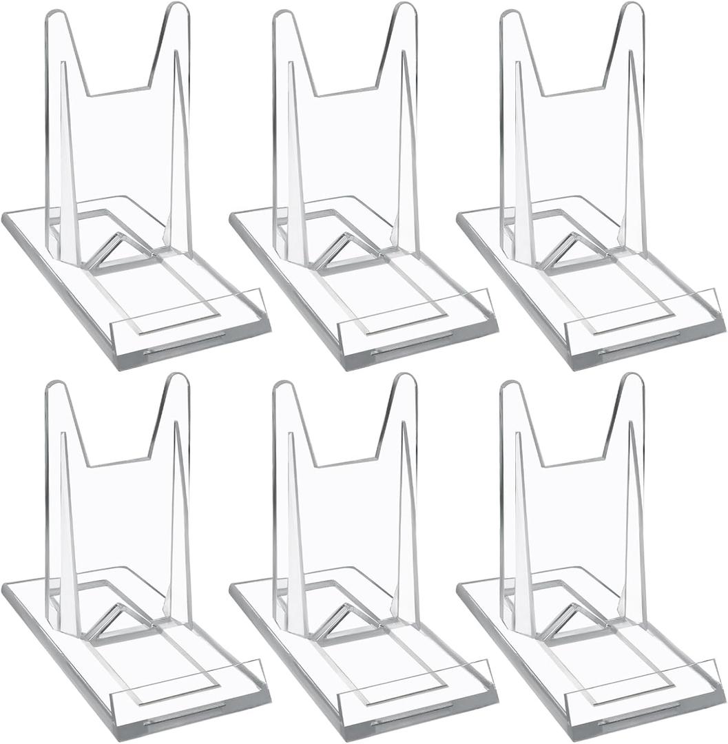 Bonsicoky 6 Pack Adjustable Clear Acrylic Book Display Stands - Mini Easel Holders for Home Office Decor and Festive Displays - Perfect for Home or Office
